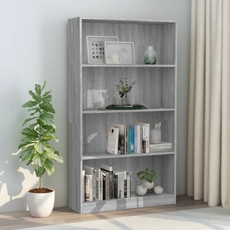 foto del prodotto libreria 4 ripiani 80x24x142 cm in legno design elegante vari colori colore grigio