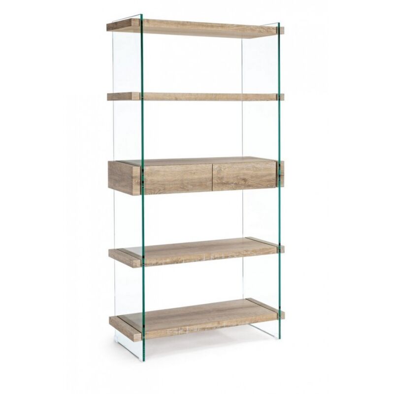 foto del prodotto libreria 4 ripiani e due cassetti line kenya 90x39x180h cm