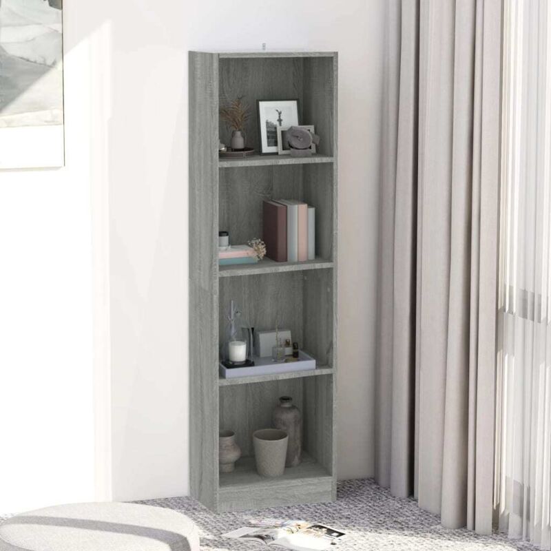foto del prodotto libreria 4 ripiani grigio sonoma 40x24x143 cm legno multistrato vidaxl