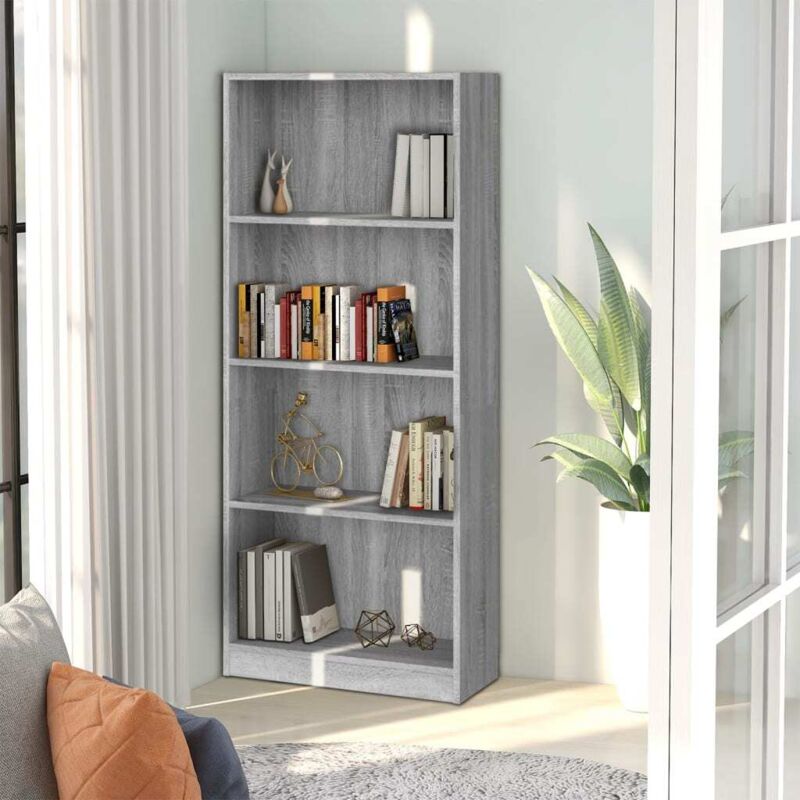 foto del prodotto libreria 4 ripiani grigio sonoma 60x24x142 cm legno multistrato vidaxl