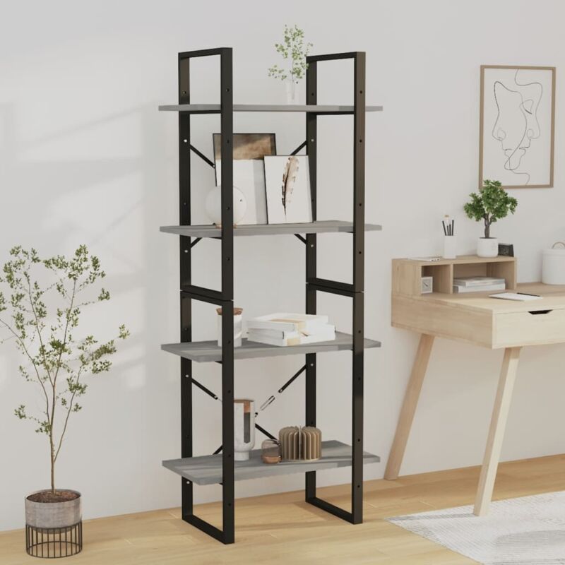 foto del prodotto libreria 4 ripiani grigio sonoma 60x30x140 cm legno multistrato vidaxl