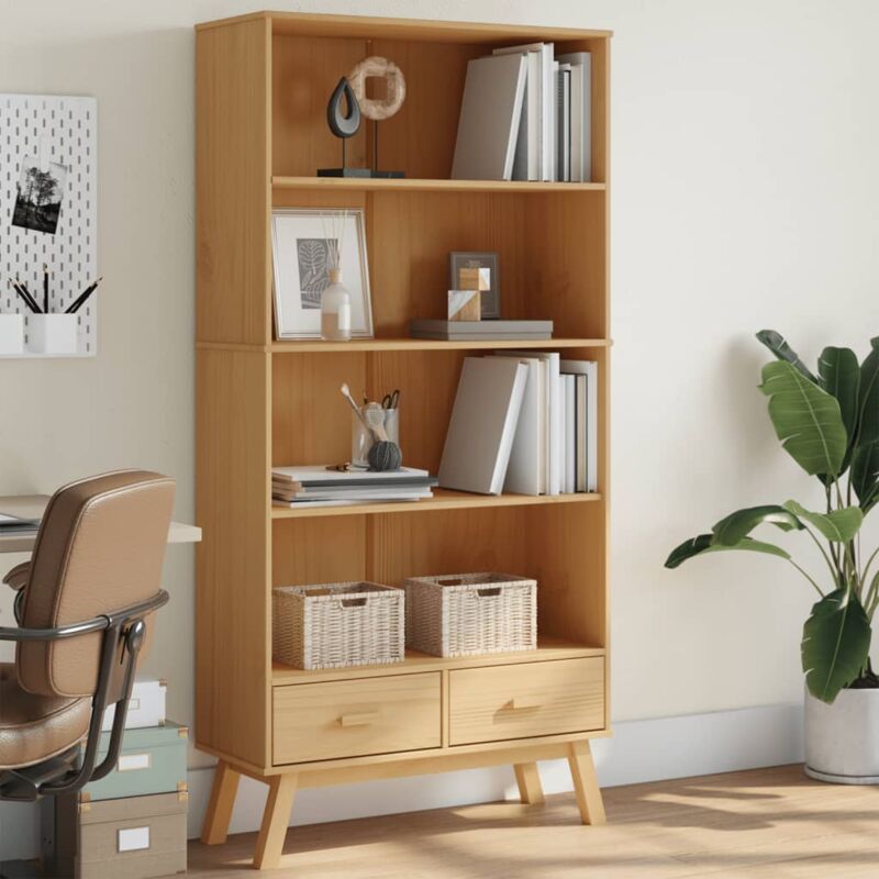 foto del prodotto libreria 4 ripiani olden marrone in legno massello di pino vidaxl