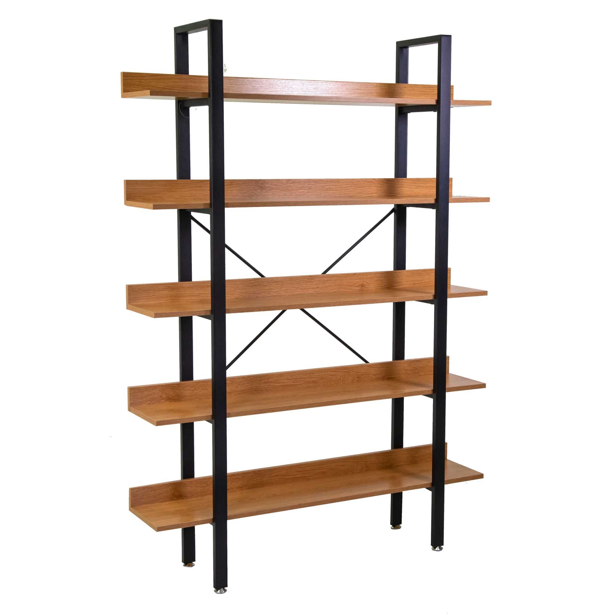 foto del prodotto libreria 5 ripiani 120x28xh171 cm in metallo e legno achille naturale