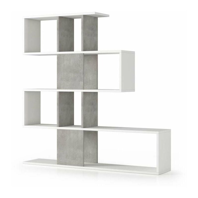 foto del prodotto libreria 5 ripiani bianco cemento 145x29x145 cm terraneo