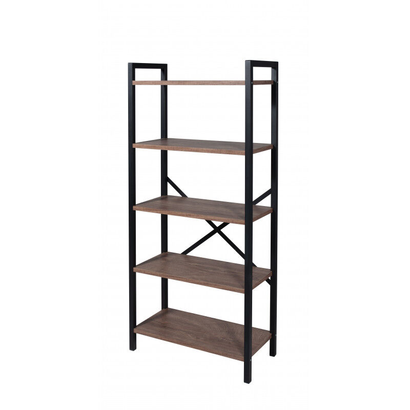foto del prodotto libreria 5 scaffali in legno e metallo 62l x 29,5p x 130h sanitec