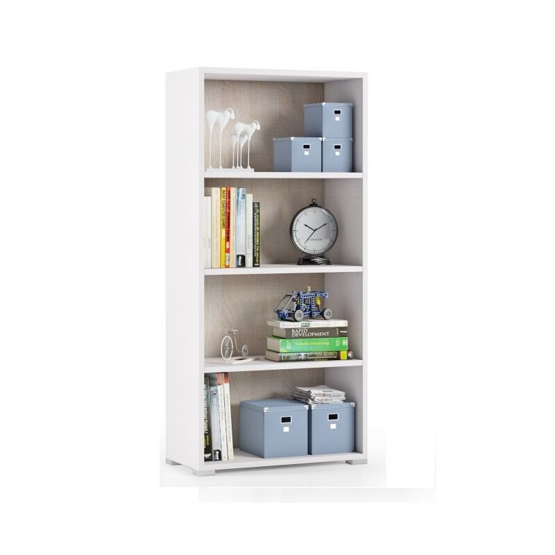 foto del prodotto libreria 60x30x130 cm bianco frassinato e rovere con tre ripiani croazia