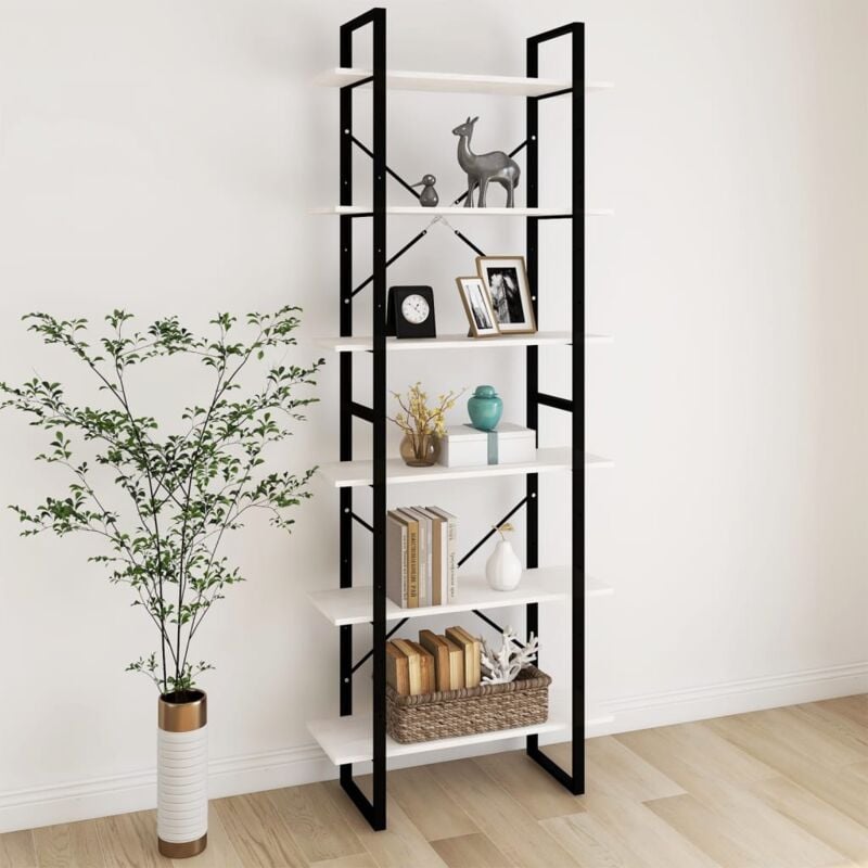 foto del prodotto libreria 80x30x210cm con 6 ripiani design moderno disponibili vari colori colore bianco