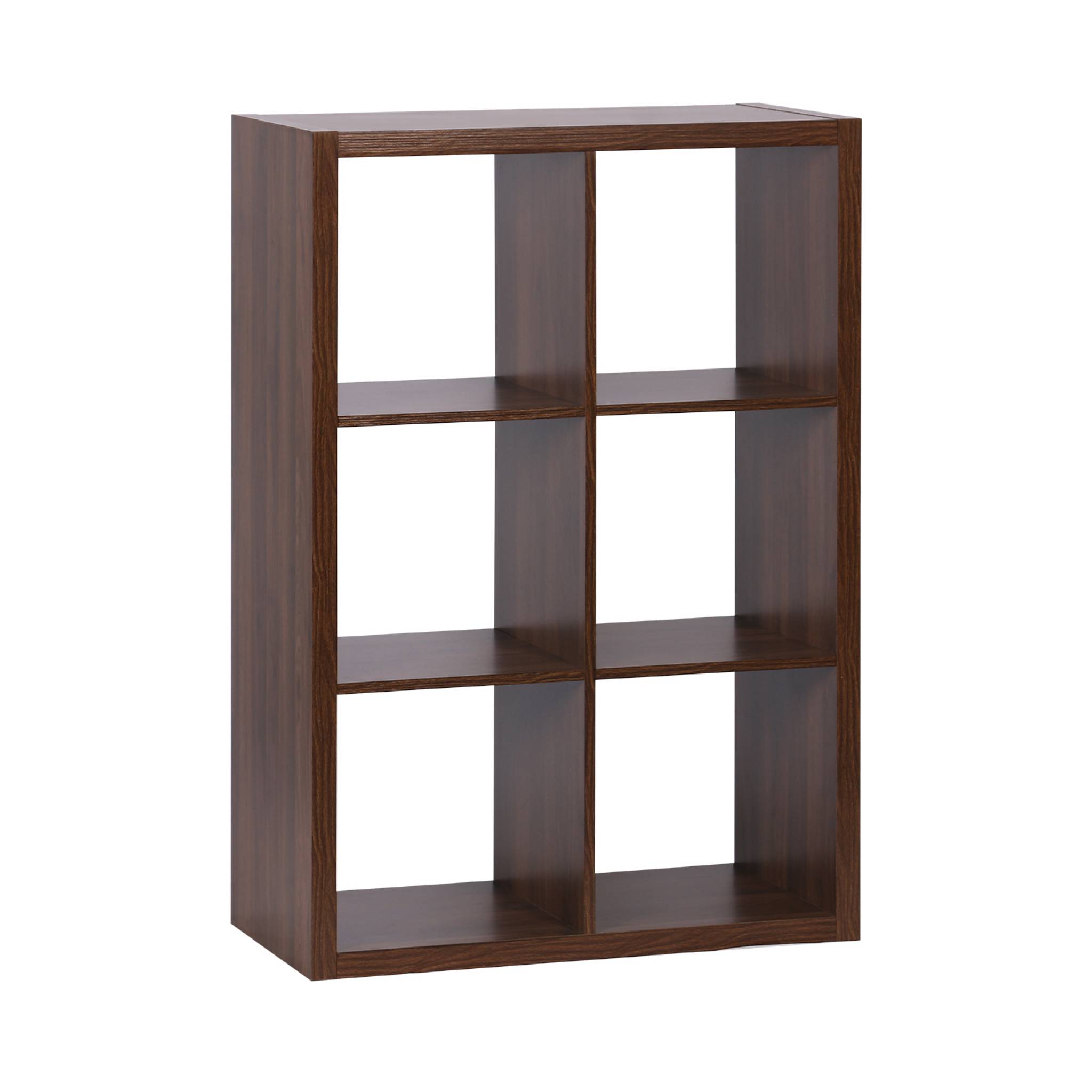 foto del prodotto libreria a 2 livelli con 6 scomparti, marrone