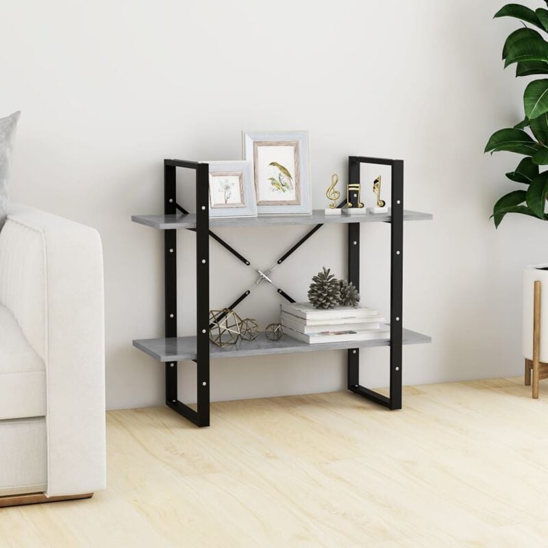 foto del prodotto libreria a 2 ripiani 80x30x70 cm in legno di pino stile moderno vari colori colore grigio lucido