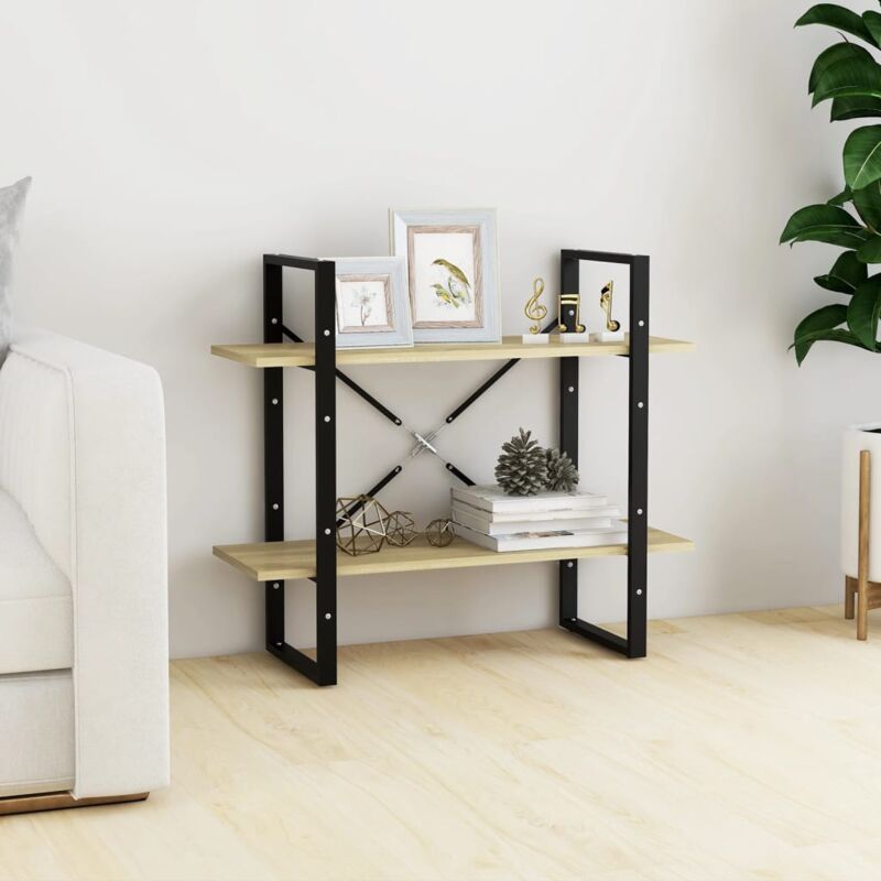 foto del prodotto libreria a 2 ripiani 80x30x70 cm in legno di pino stile moderno vari colori colore marrone lucido
