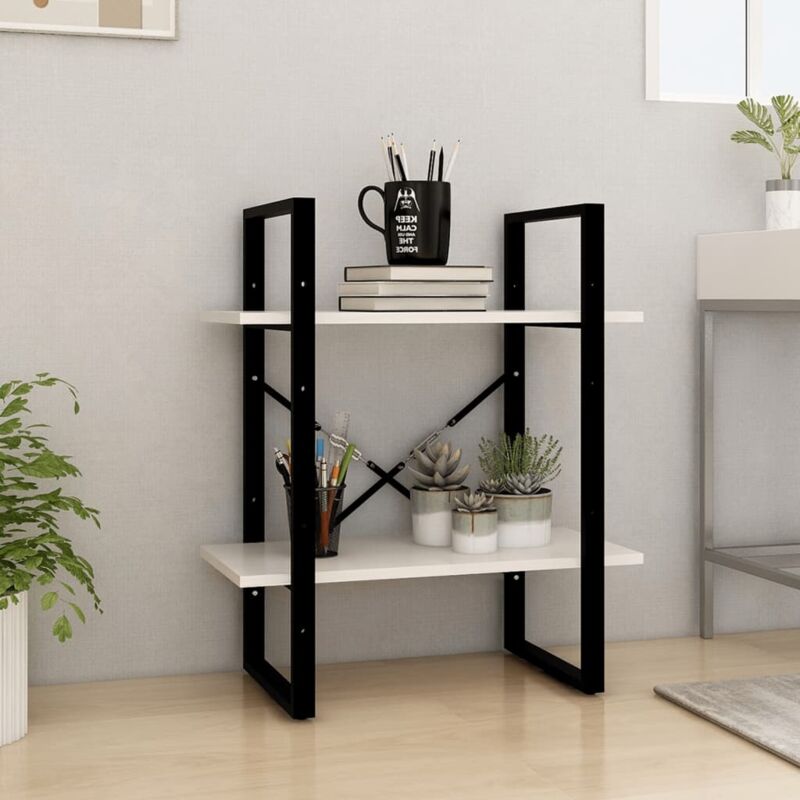 foto del prodotto libreria a 2 ripiani bianca 60x30x70 cm in massello di pino vidaxl