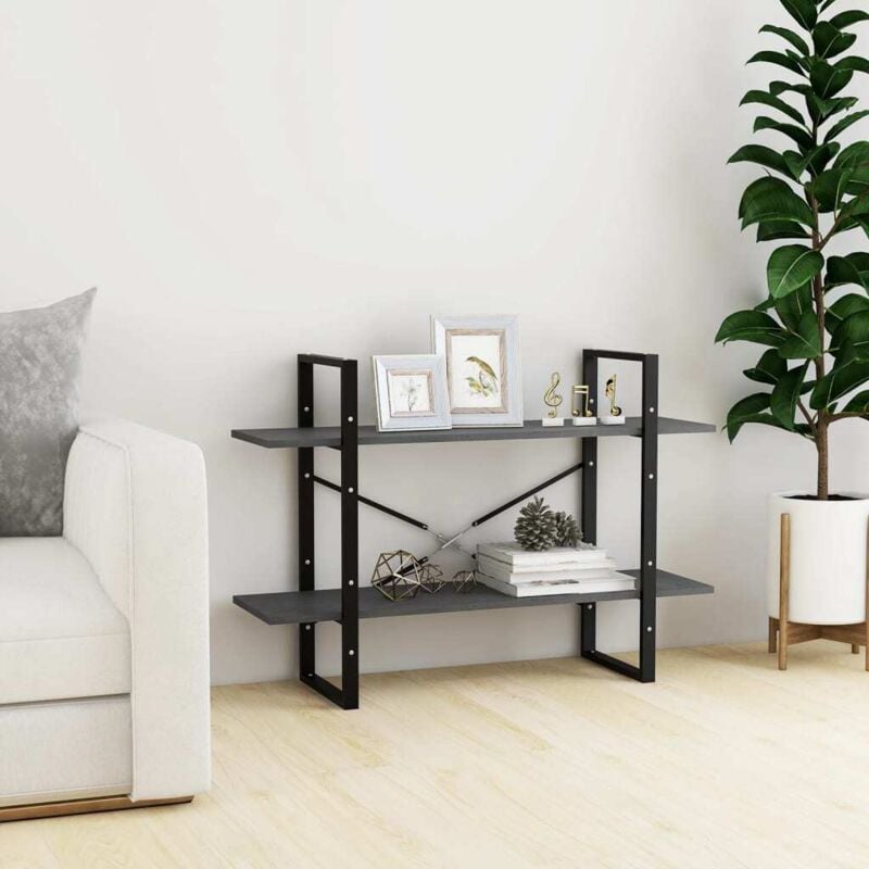 foto del prodotto libreria a 2 ripiani grigia 100x30x70 cm in massello di pino vidaxl