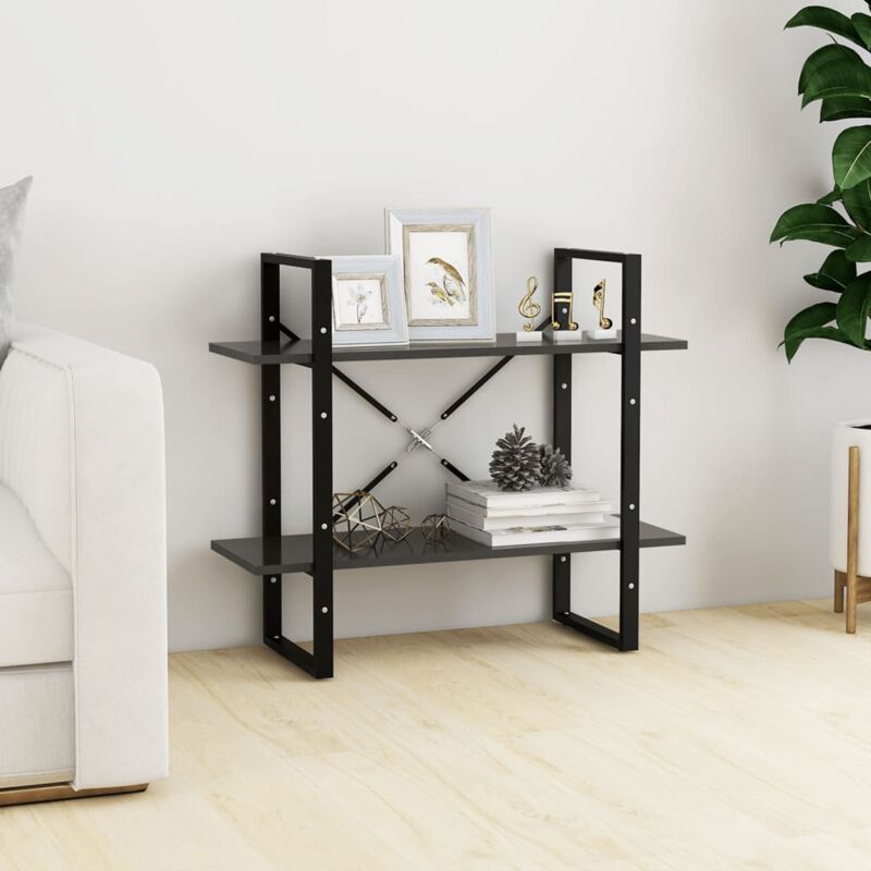 foto del prodotto libreria a 2 ripiani grigia 80x30x70 cm in legno multistrato vidaxl