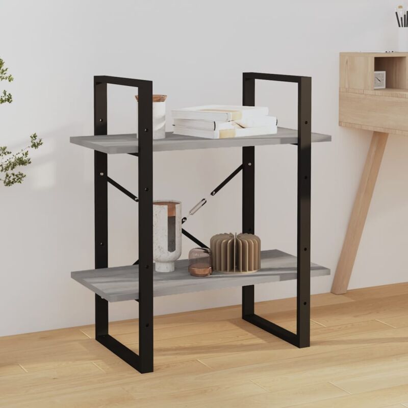 foto del prodotto libreria a 2 ripiani grigio sonoma 60x30x70cm legno multistrato - vidaxl
