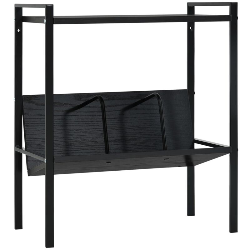 foto del prodotto libreria a 2 ripiani in legno e metallo design moderno vari colori colore nero