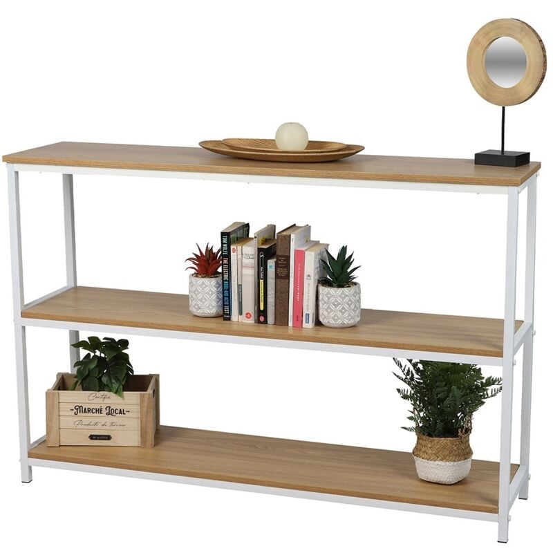 foto del prodotto libreria a 3 livelli collezione pueblo stile industriale, colore rovere e bianco