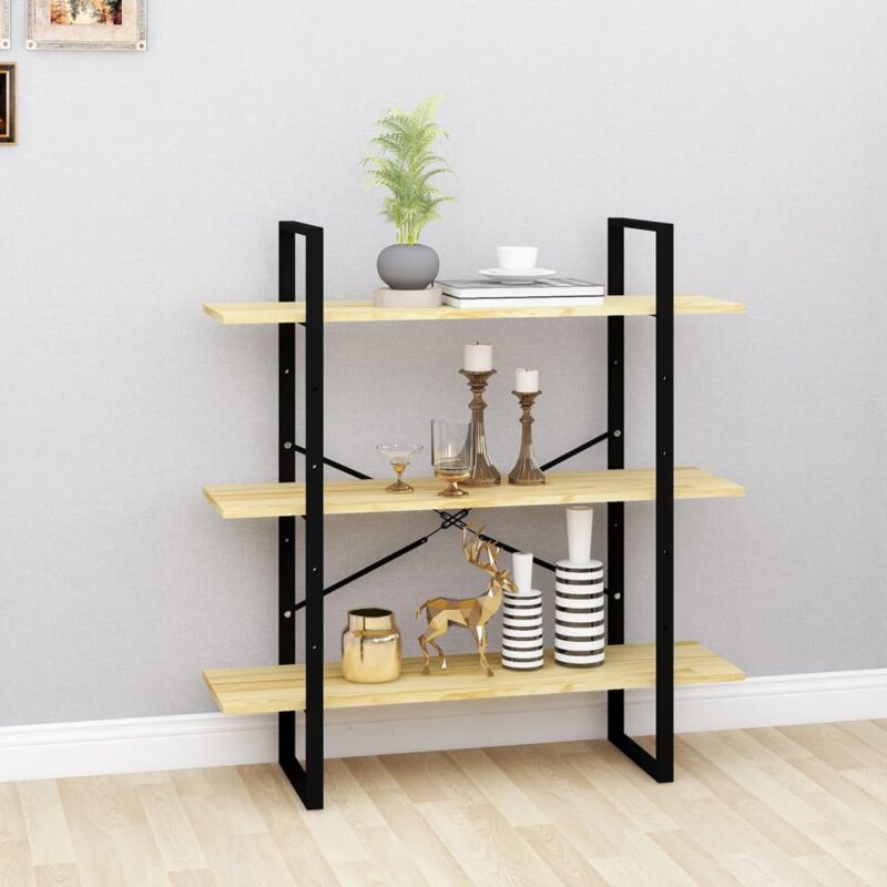 foto del prodotto libreria a 3 ripiani 100x30x105 cm in legno massello di pino vidaxl