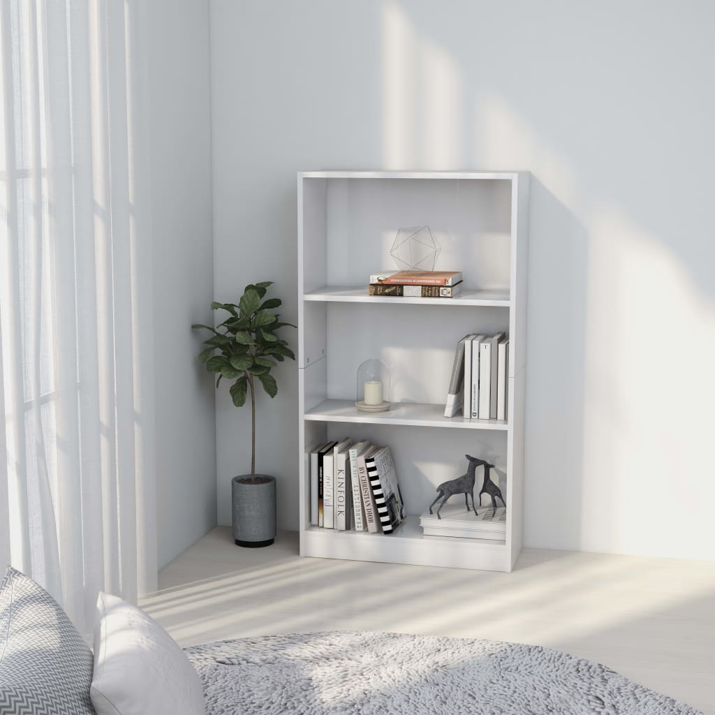 foto del prodotto libreria a 3 ripiani bianca 60x24x109 cm in legno multistrato vidaxl