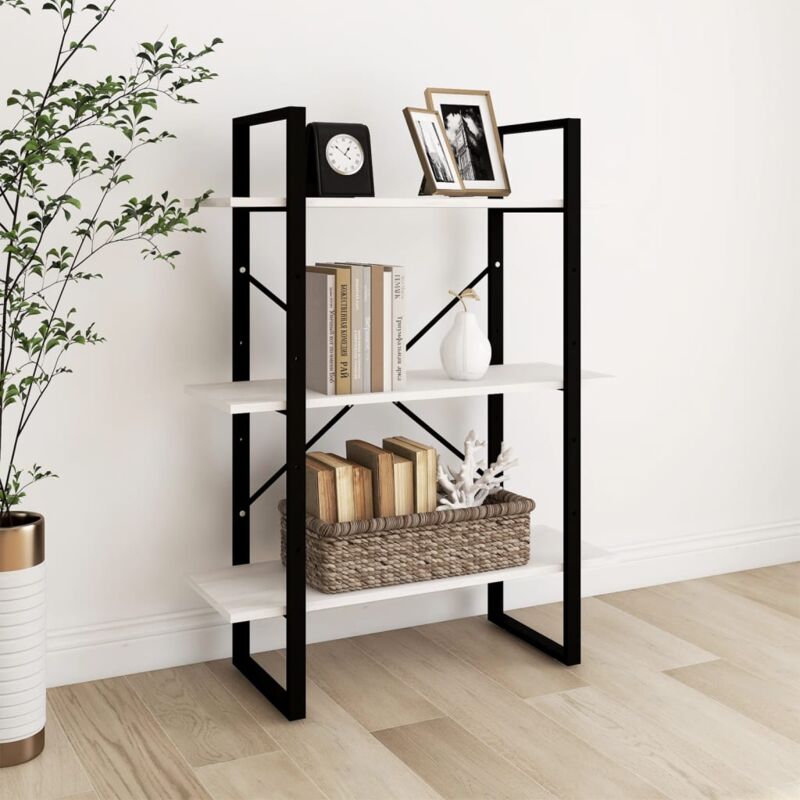 foto del prodotto libreria a 3 ripiani bianca 80x30x105 cm in massello di pino vidaxl