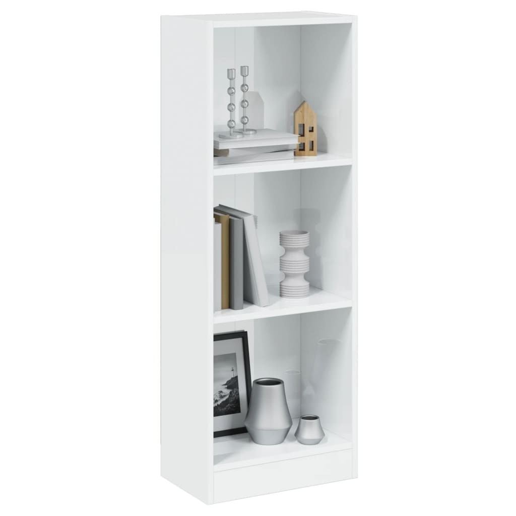 foto del prodotto libreria a 3 ripiani bianco lucido 40x24x108 cm in truciolato