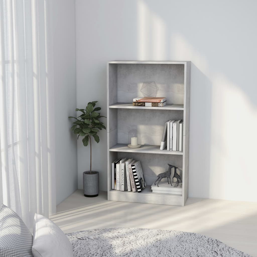 foto del prodotto libreria a 3 ripiani cemento 60x24x109 cm in legno multistrato cod mxl 18036