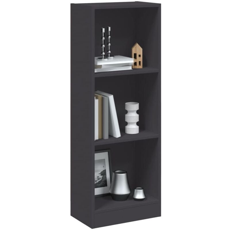 foto del prodotto libreria a 3 ripiani grigia 40x24x109 cm in legno multistrato vidaxl 584283