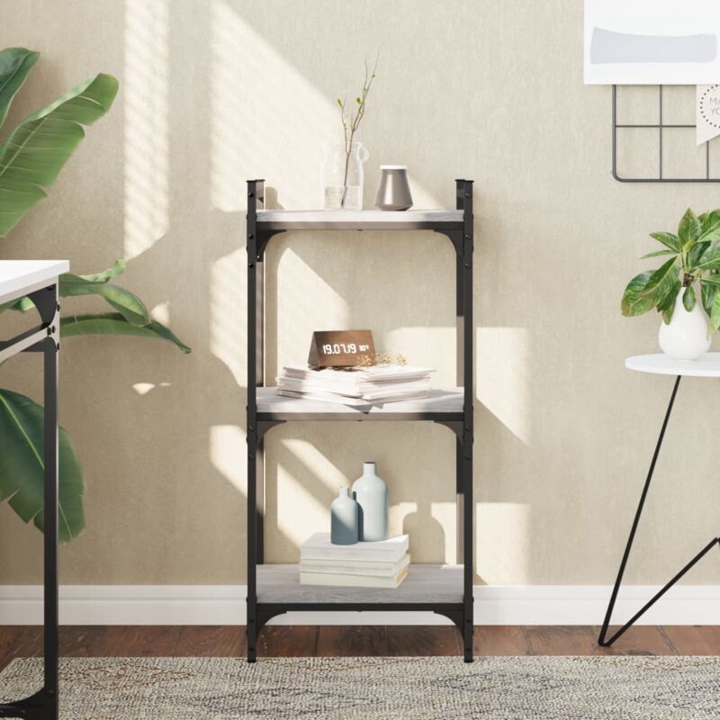 foto del prodotto libreria a 3 ripiani grigio sonoma 40x30x86cm legno multistrato
