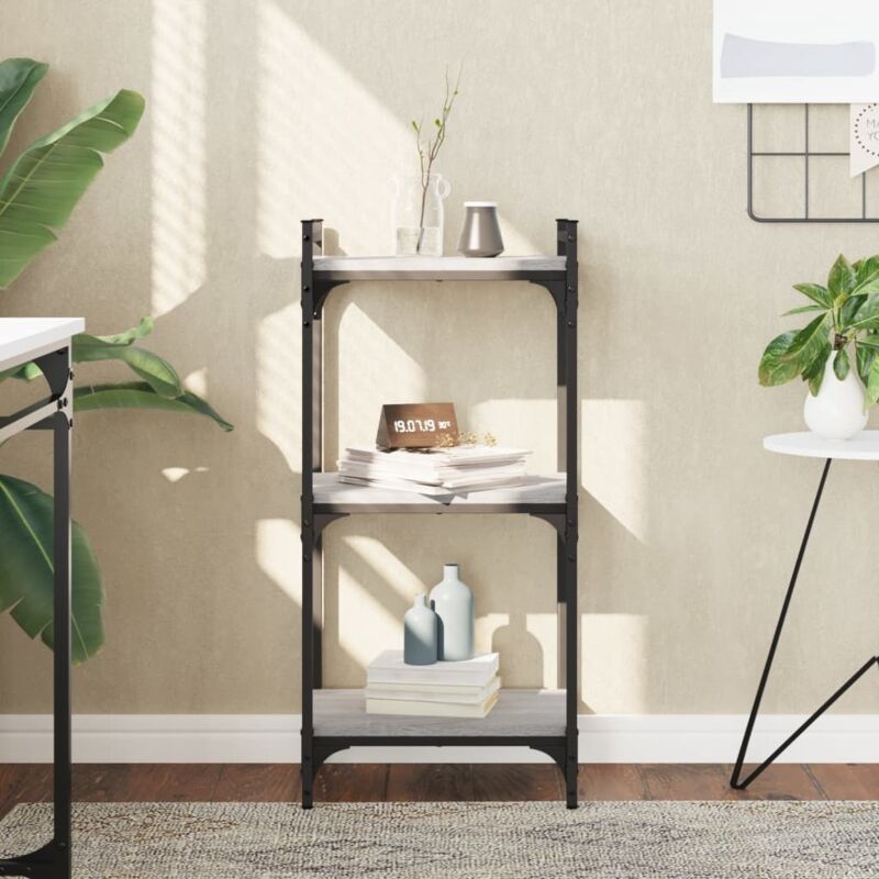 foto del prodotto libreria a 3 ripiani grigio sonoma 40x30x86cm legno multistrato vidaxl