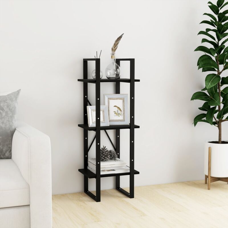 foto del prodotto libreria a 3 ripiani nera 40x30x105 cm legno massello di pino vidaxl