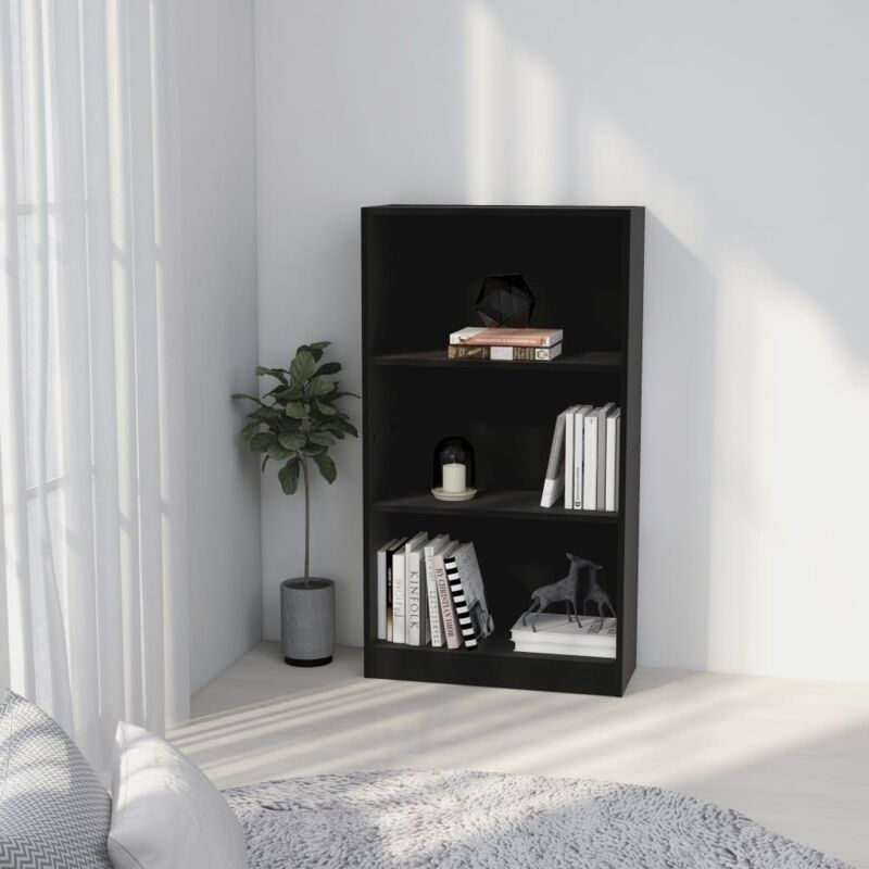 foto del prodotto libreria a 3 ripiani nera 60x24x109 cm in legno multistrato vidaxl