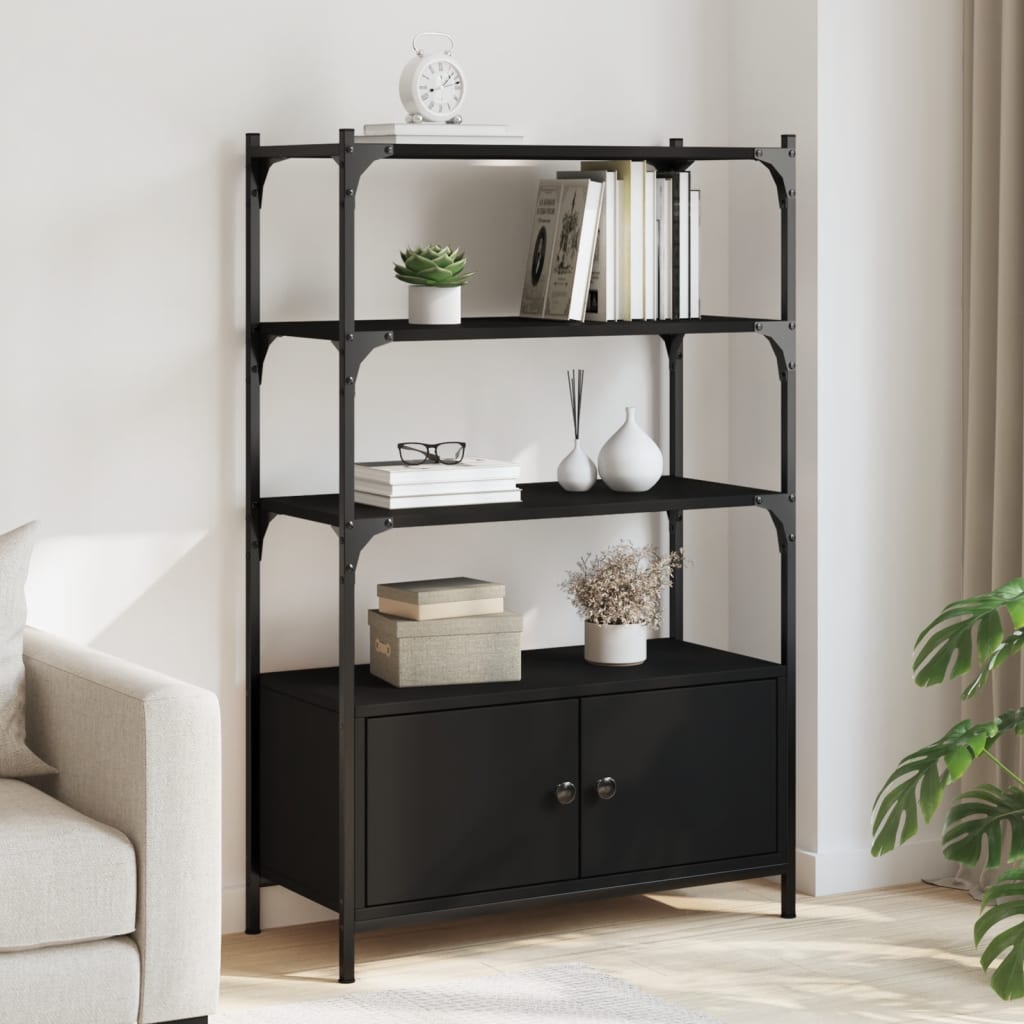 foto del prodotto libreria a 3 ripiani nera 70x30x109,5 cm in legno multistratocod mxl 85750
