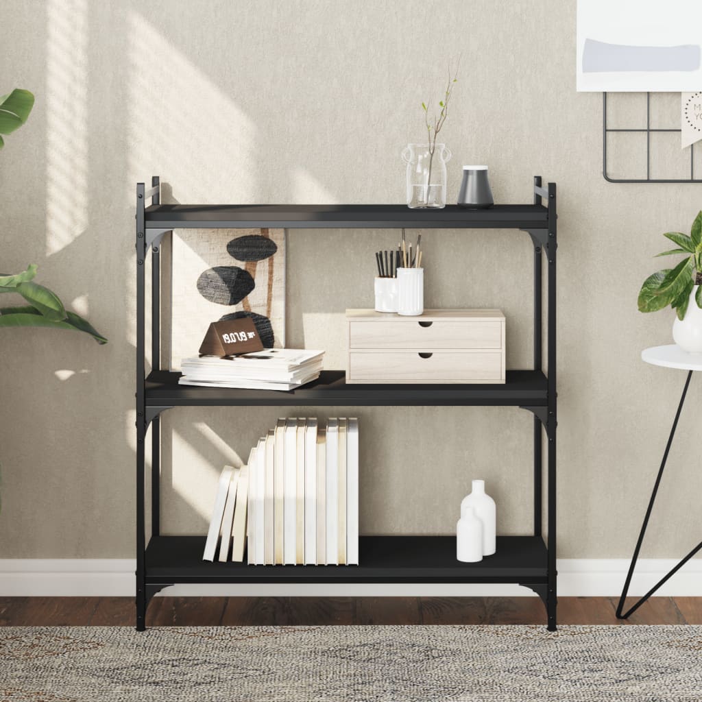 foto del prodotto libreria a 3 ripiani nera 80x30x86 cm in legno multistratocod mxl 132495
