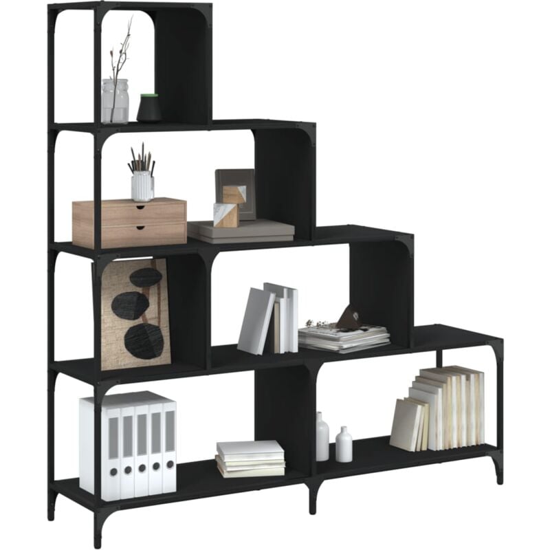 foto del prodotto libreria a 4 gradini nera 139x33,5x149 cm in legno multistrato vidaxl