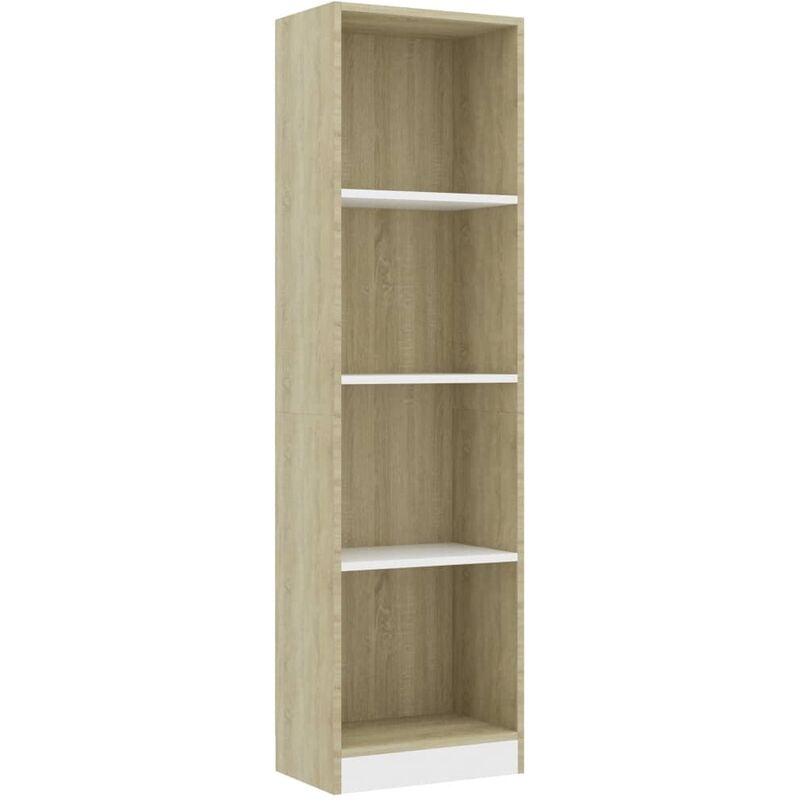 foto del prodotto libreria a 4 ripiani bianco e sonoma 40x24x142cm in multistrato vidaxl