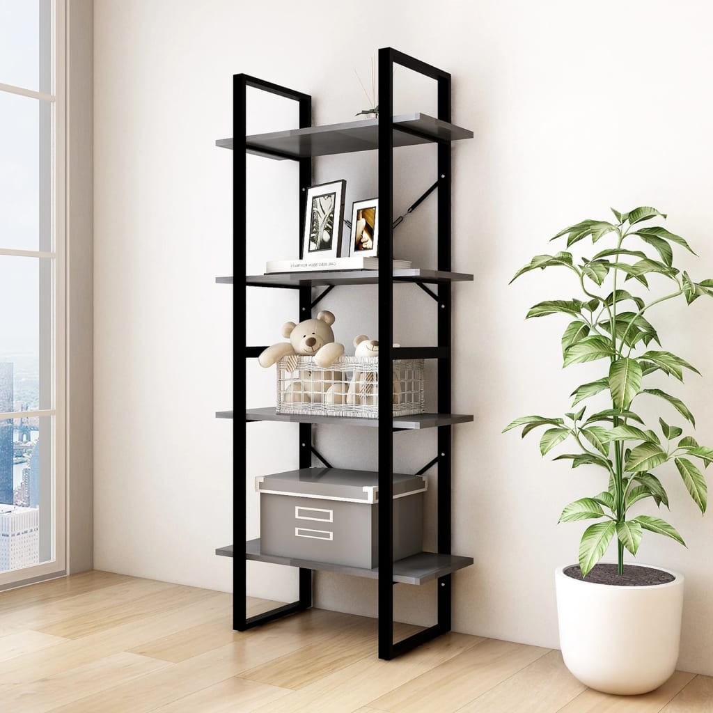 foto del prodotto libreria a 4 ripiani grigia 60x30x140 cm in massello di pino vidaxl