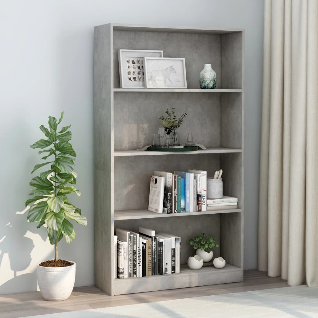 foto del prodotto libreria a 4 ripiani grigio cemento 80x24x142 cm in truciolato