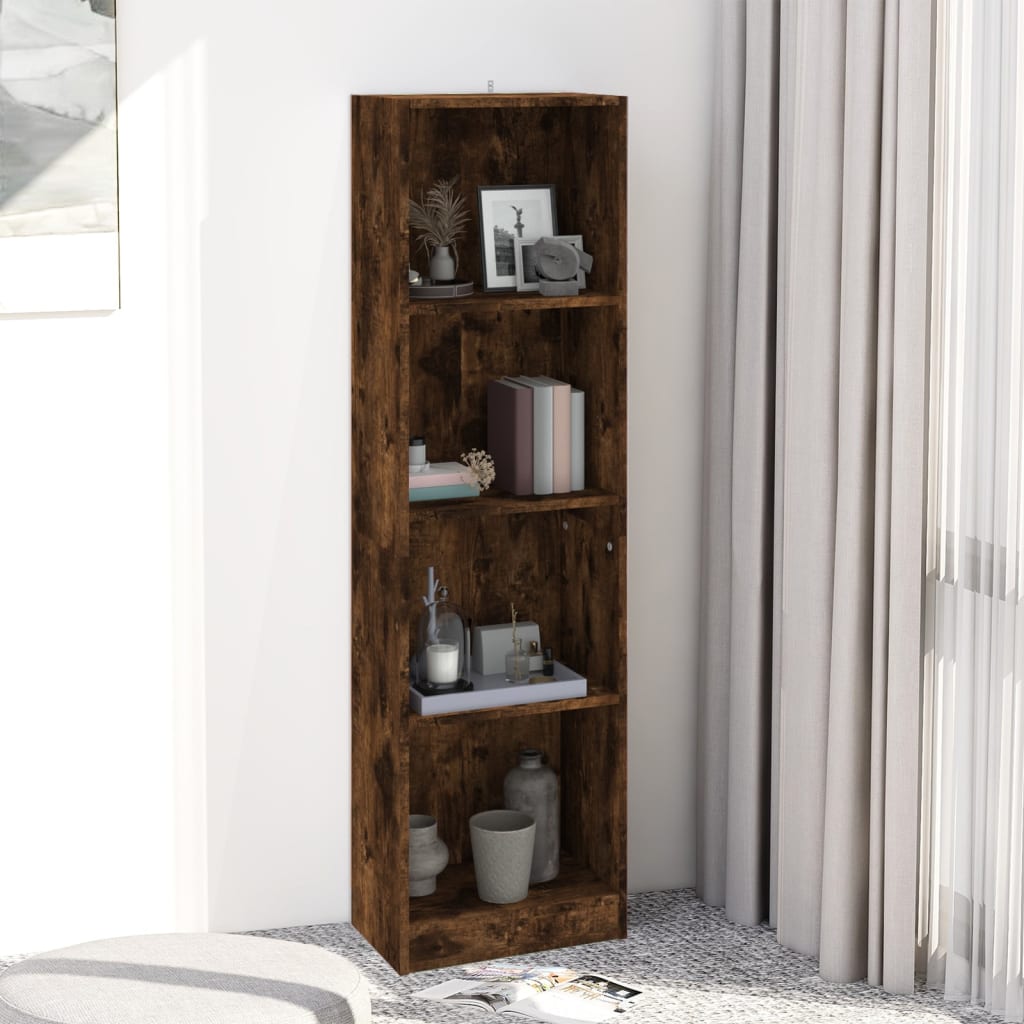 foto del prodotto libreria a 4 ripiani rovere fumo 40x24x143 cm legno multistrato cod mxl 13270