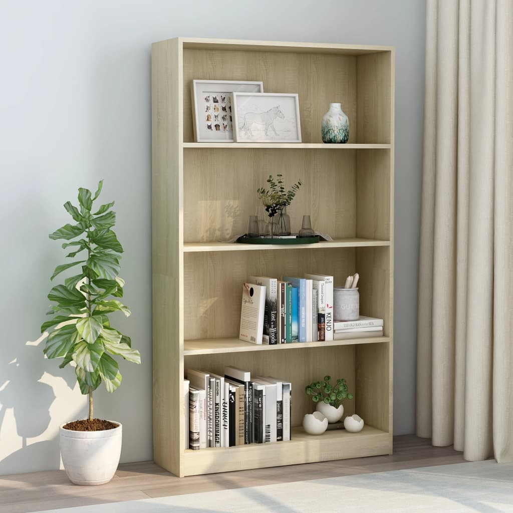 foto del prodotto libreria a 4 ripiani rovere sonoma 80x24x142 cm in truciolato