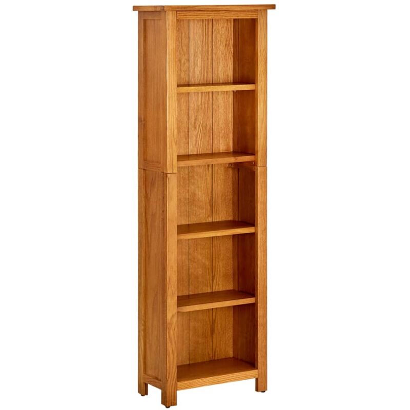 foto del prodotto libreria a 5 ripiani 45x22x140 cm in legno massello di rovere stile rustico