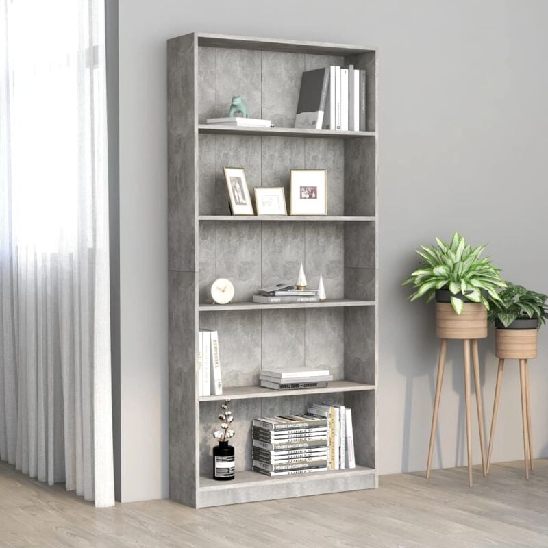 foto del prodotto libreria a 5 ripiani in legno di alta qualit design moderno vari colori colore grigio cemento
