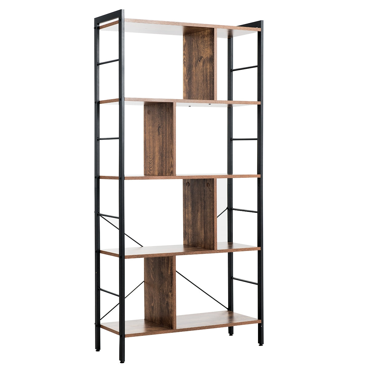 foto del prodotto libreria a 5 ripiani stile industriale moderno ripiano portaoggetti portata 100 kg acciaio 74 x 30 x 155 cm marrone 20 0007915