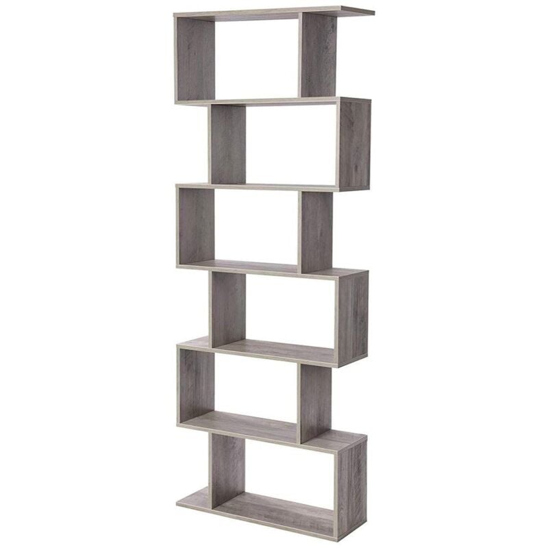 foto del prodotto libreria a 6 ripiani scaffale divisorio divisorio per soggiorno camera da letto ufficio 190,5 cm stile moderno greige