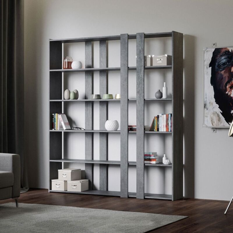 foto del prodotto libreria a fasce kato dimensioni l.178 p.36 h.204 colore cemento composizione a