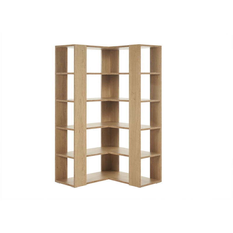 foto del prodotto libreria a ripiani angolare finitura legno chiaro rovere l95 cm musso