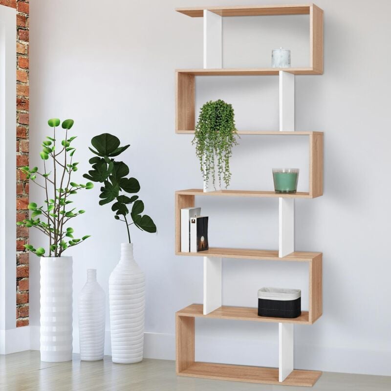 foto del prodotto libreria a s sofia in legno ed effetto bianco 189 cm