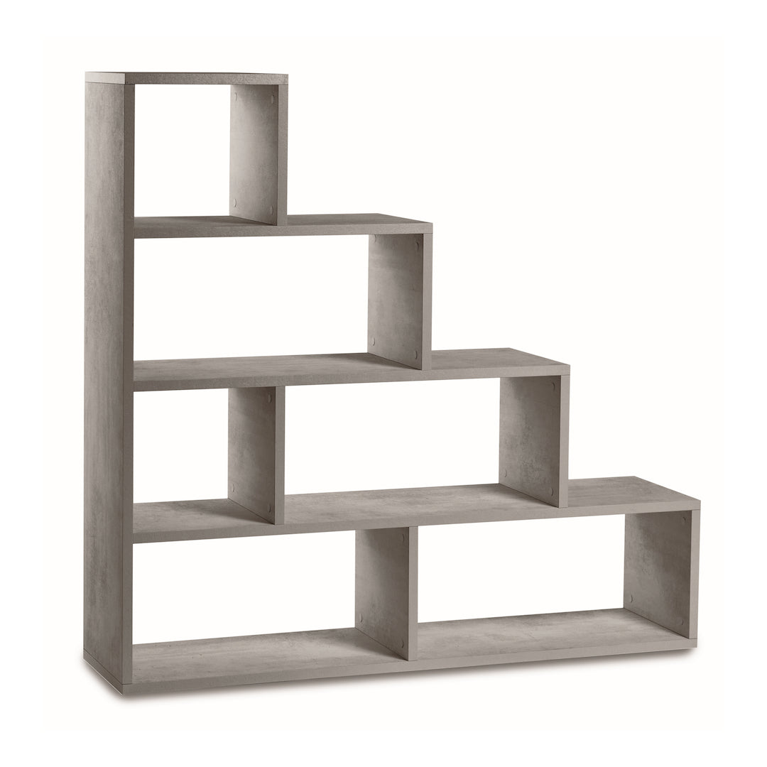 foto del prodotto libreria a scala 150x37x144h cm 4 livelli in kit colore cemento