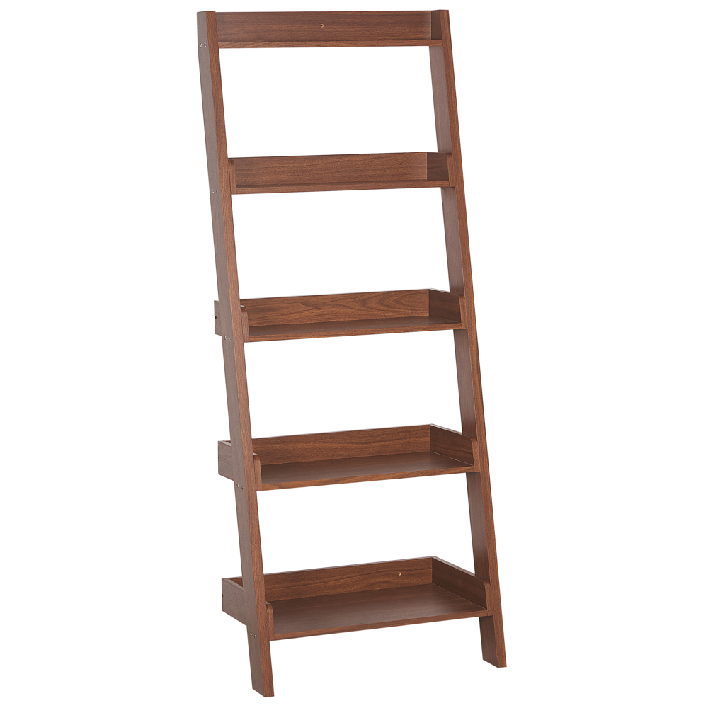foto del prodotto libreria a scala 5 ripiani legno noce scaffale inclinato stile moderno contemporaneo