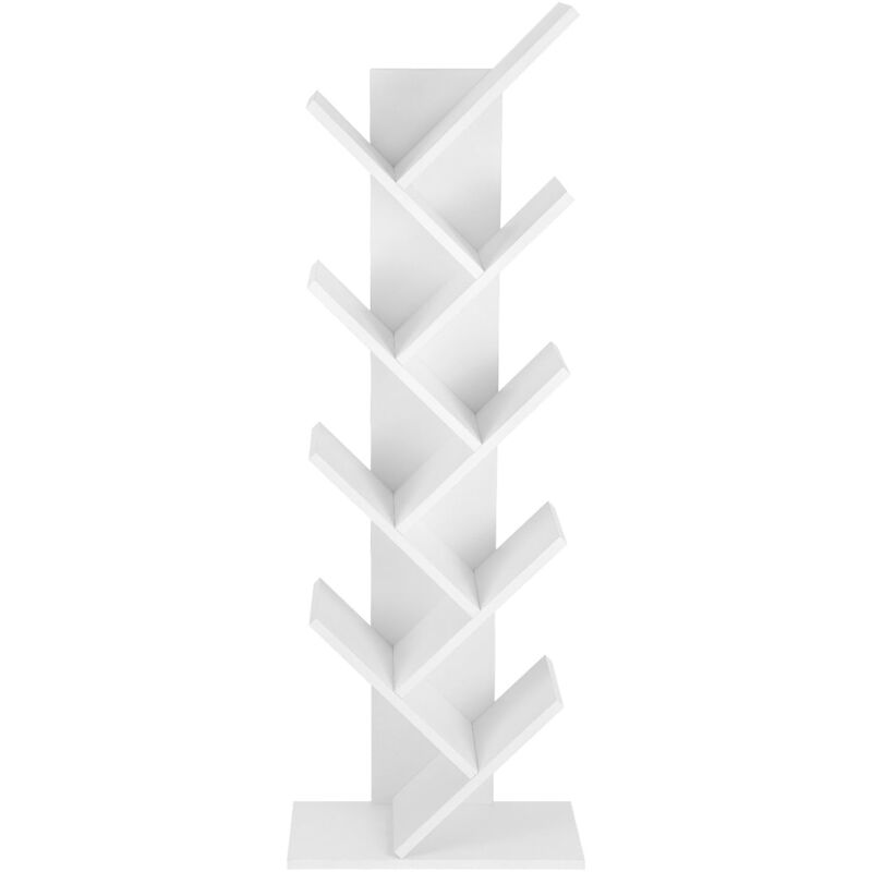 foto del prodotto libreria ad albero, scaffale a 8 piani autoportante con ripiani di legno per soggiorno e ufficio, bianco da songmics vasagle