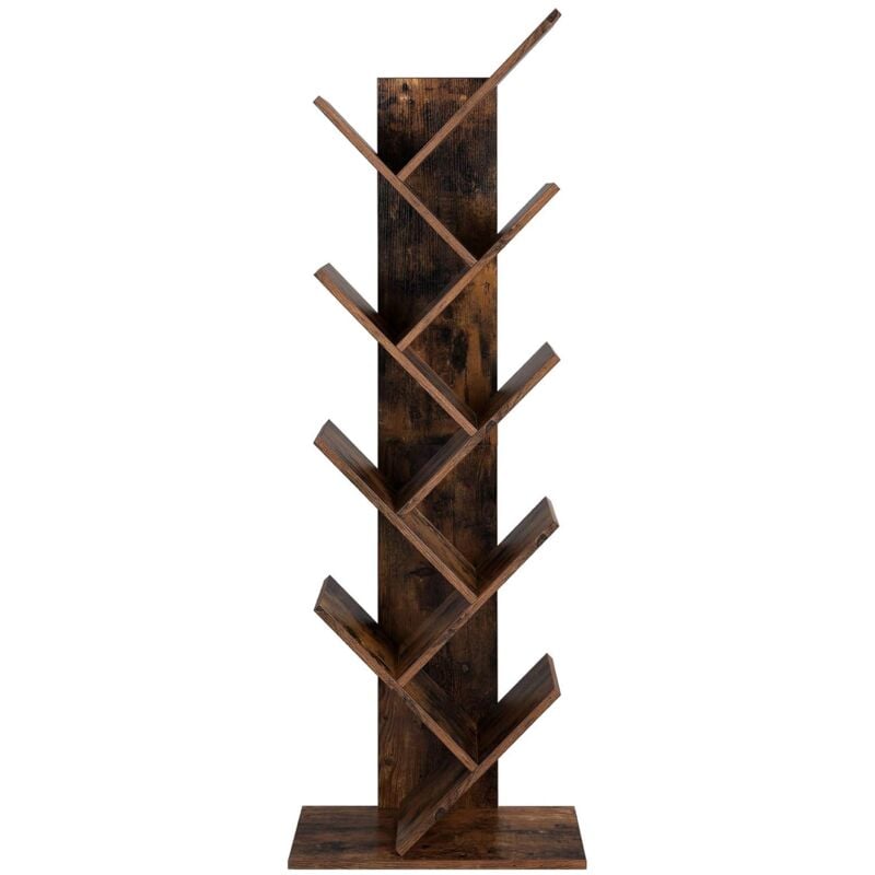 foto del prodotto libreria ad albero, scaffale a 8 piani autoportante con ripiani di legno per soggiorno e ufficio, marrone vintage da songmics vasagle