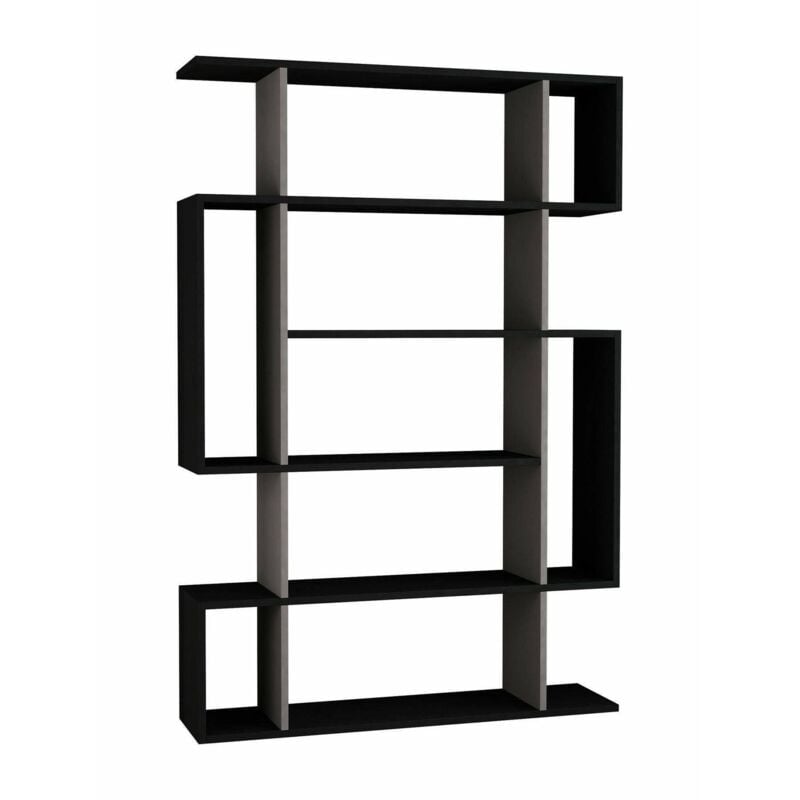 foto del prodotto libreria agamermis, scaffale da ufficio, mobile portalibri, biblioteca, 110x26h161 cm, antracite e beige dmora
